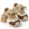 Kids’ Sneakers — Ivory Braided Laces, Gum Sole