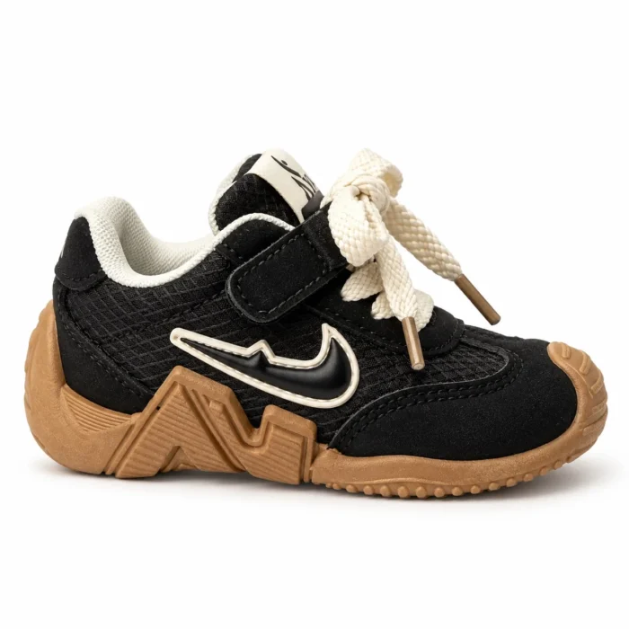 Kids’ Sneakers — Ivory Braided Laces, Gum Sole