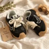 Kids’ Sneakers — Ivory Braided Laces, Gum Sole