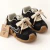 Kids’ Sneakers — Ivory Braided Laces, Gum Sole