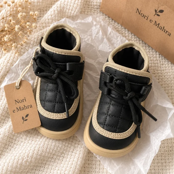 Kids’ Quilted Ankle Boots with Chunky Soles | Beige, Black & Brown