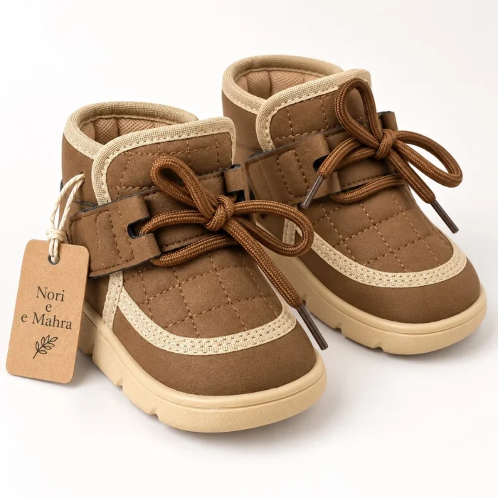 Kids’ Quilted Ankle Boots with Chunky Soles | Beige, Black & Brown