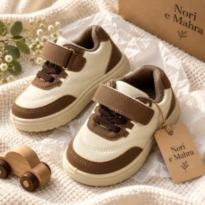 Boys’ Velcro Sneakers, Chunky Sole | Brown & Black