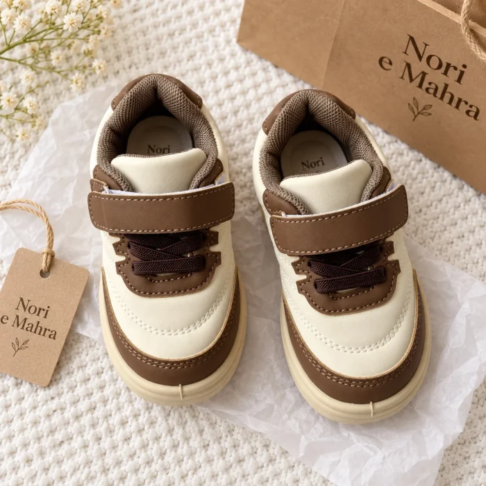 Boys’ Velcro Sneakers, Chunky Sole | Brown & Black