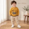 Boys’ Elephant Appliqué Knitted Sweater | Cream, Mustard
