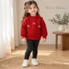 Girls’ Cherry-Red Bow-Detail Knit Sweater