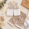 Girls’ Tweed Faux-Fur 3-Piece Winter Set — Sweater & Trouser