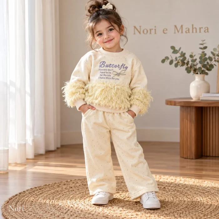 Girls’ Butterfly Fringe Sweatshirt Set — Sweatshirt & Pants