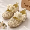Girls’ Pearl & Crystal Floral Mary Jane Shoes